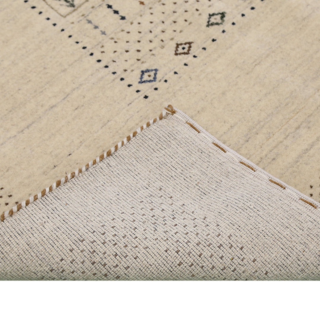 Beige Center Pattern Design Hand Loomed Wool Area Rug - The Rug Decor