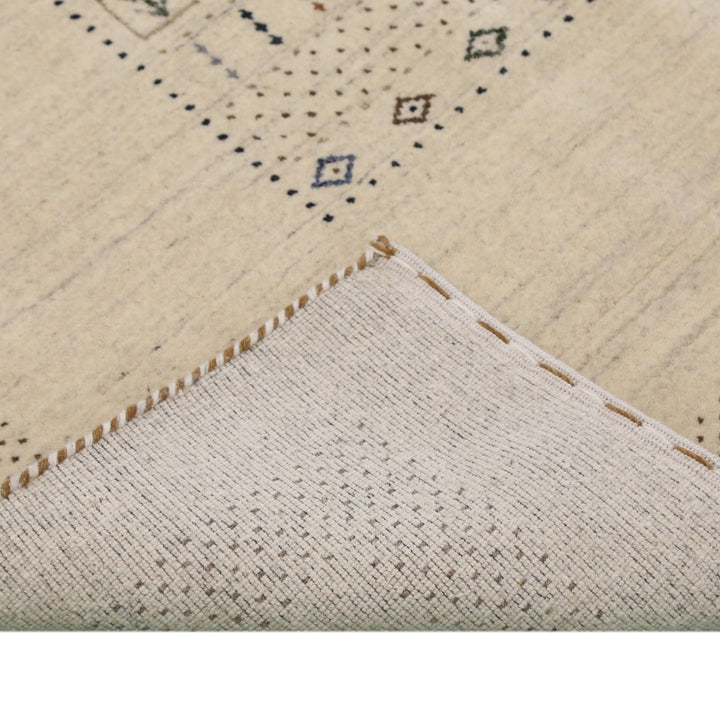 Beige Center Pattern Design Hand Loomed Wool Area Rug - The Rug Decor