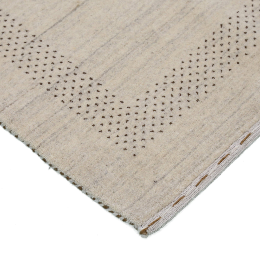 Beige Center Pattern Design Hand Loomed Wool Area Rug - The Rug Decor