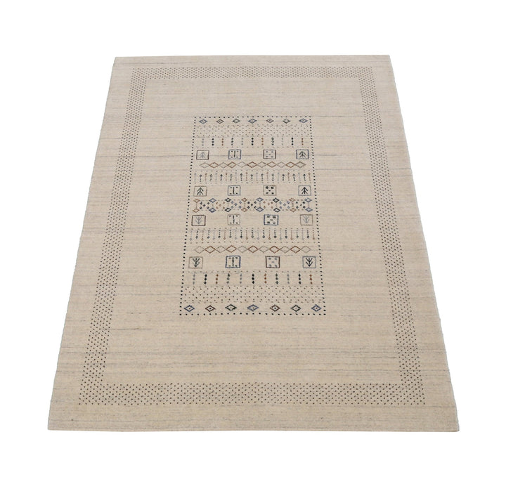 Beige Center Pattern Design Hand Loomed Wool Area Rug - The Rug Decor