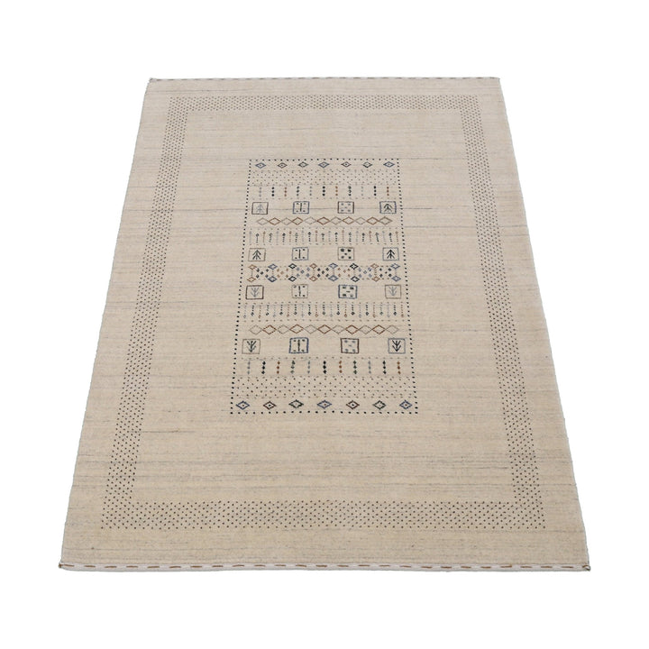 Beige Center Pattern Design Hand Loomed Wool Area Rug - The Rug Decor
