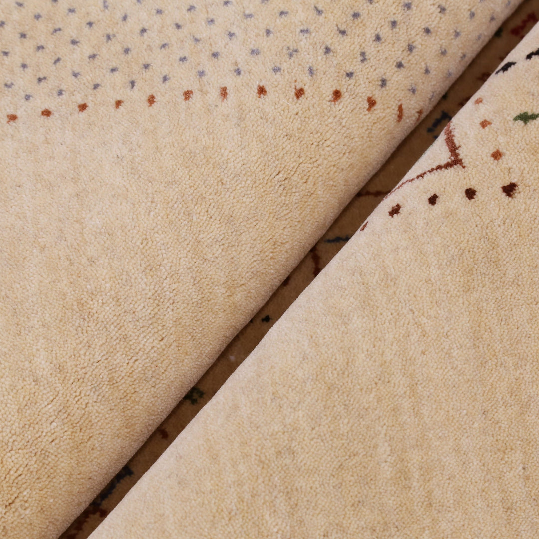 Beige Center Pattern Hand Loomed Wool Area Rug - The Rug Decor