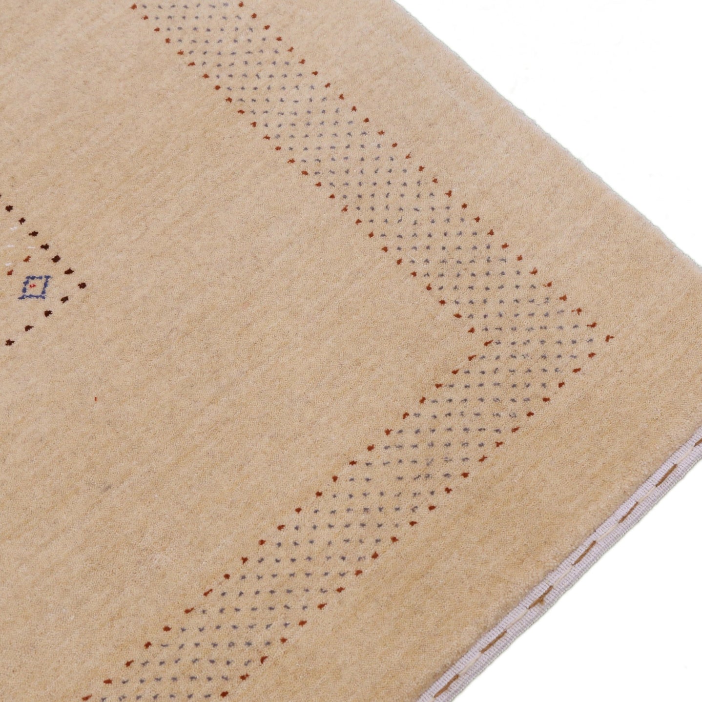 Beige Center Pattern Hand Loomed Wool Area Rug - The Rug Decor