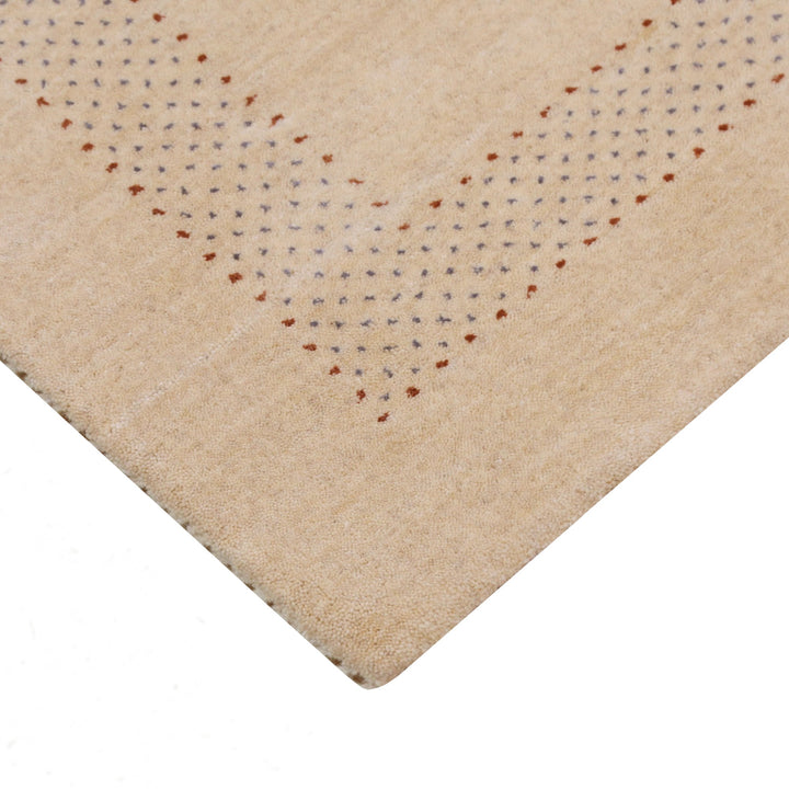 Beige Center Pattern Hand Loomed Wool Area Rug - The Rug Decor