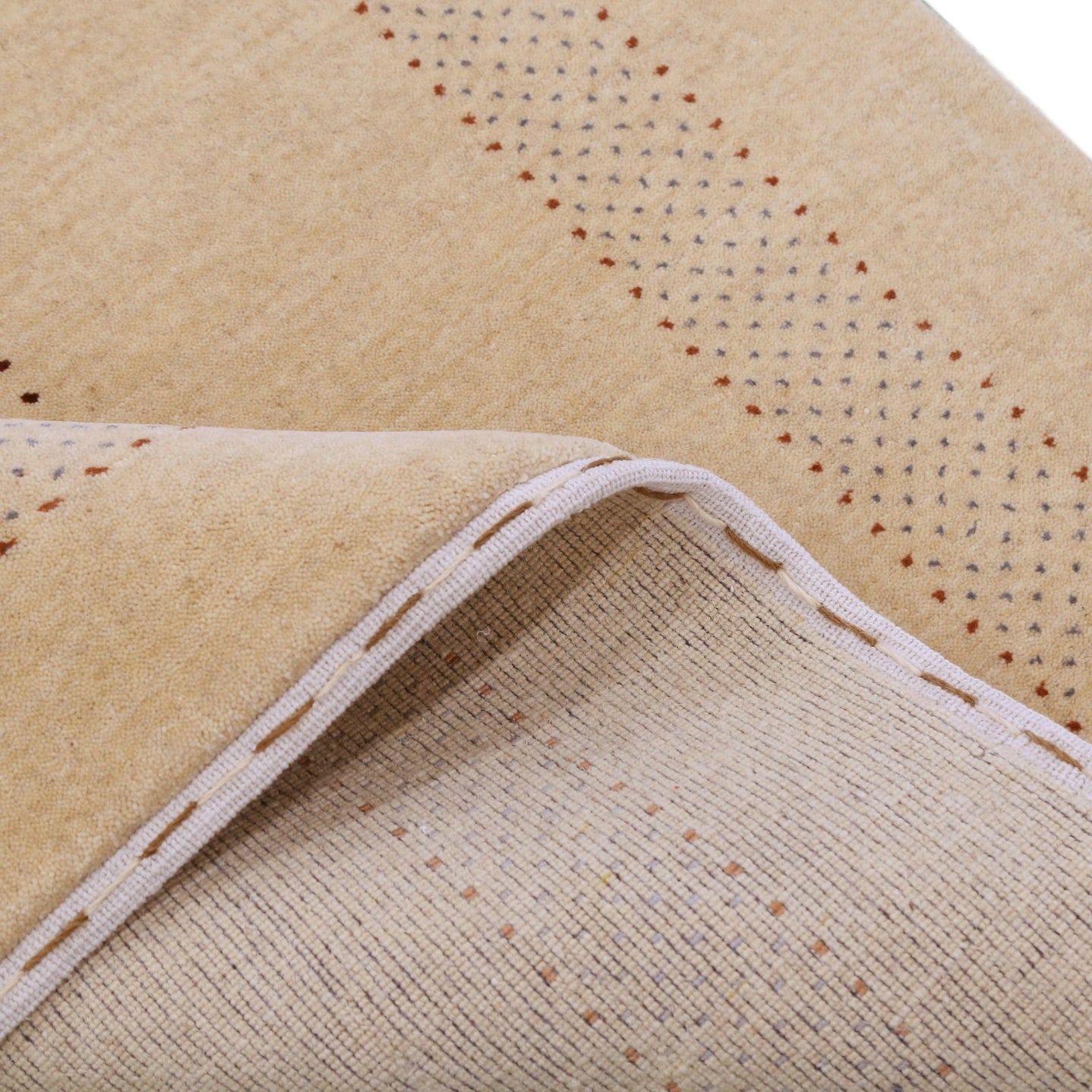 Beige Center Pattern Hand Loomed Wool Area Rug - The Rug Decor