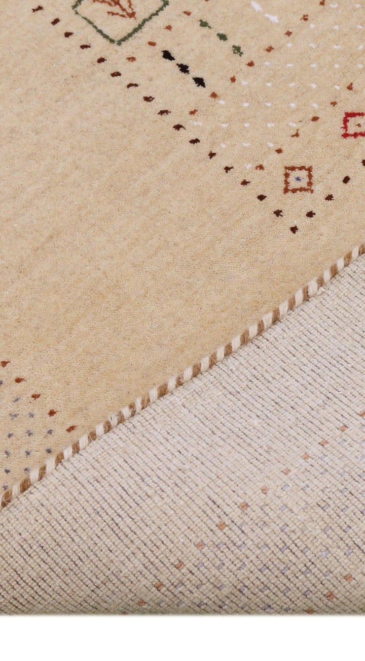 Beige Center Pattern Hand Loomed Wool Area Rug - The Rug Decor
