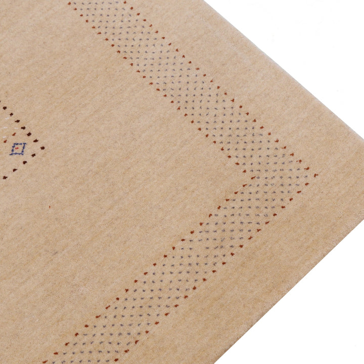 Beige Center Pattern Hand Loomed Wool Area Rug - The Rug Decor