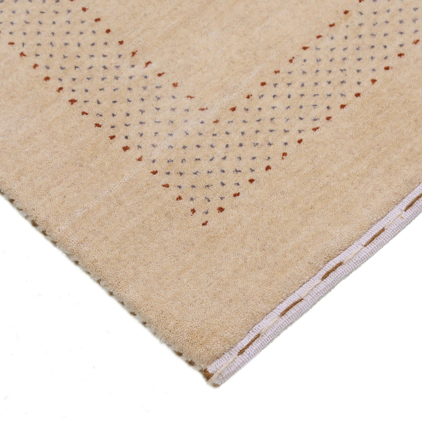 Beige Center Pattern Hand Loomed Wool Area Rug - The Rug Decor