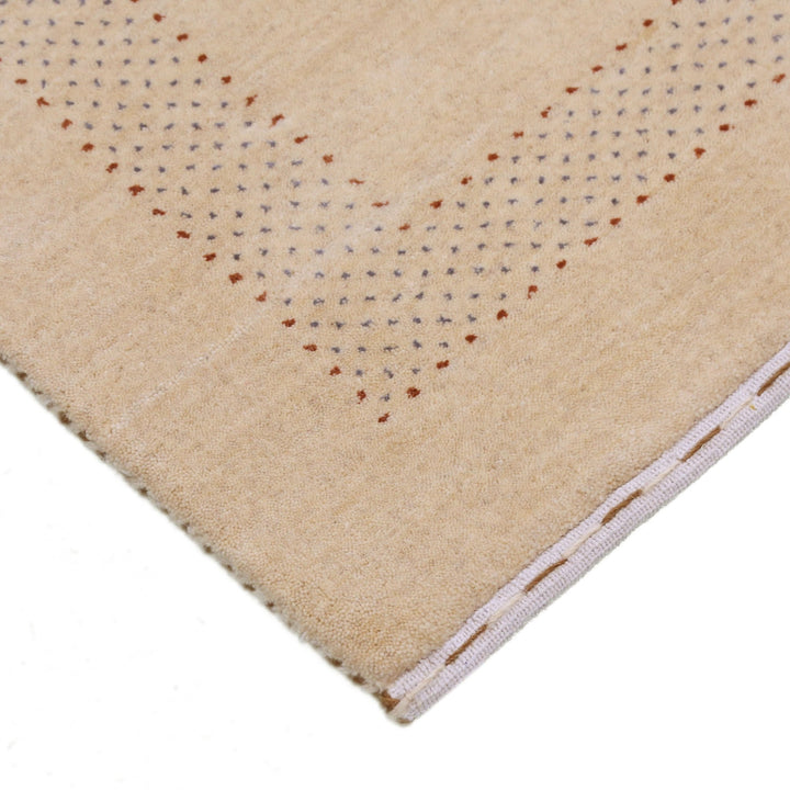 Beige Center Pattern Hand Loomed Wool Area Rug - The Rug Decor