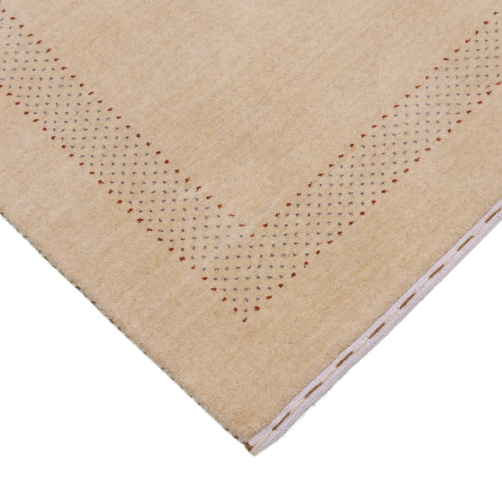 Beige Center Pattern Hand Loomed Wool Area Rug - The Rug Decor