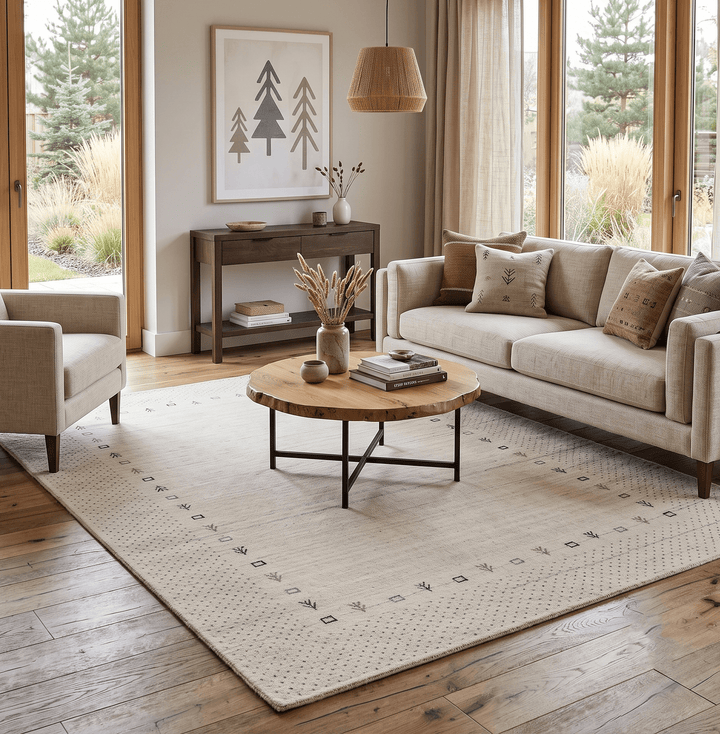 Beige Contemporary Gabbeh Border Design Hand Loomed Wool Rug - The Rug Decor