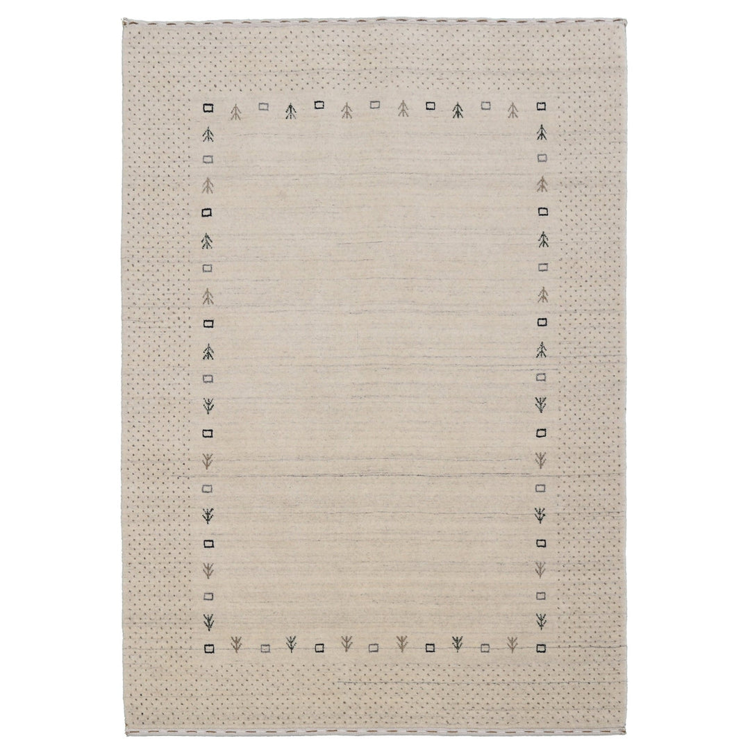 Beige Contemporary Gabbeh Border Design Hand Loomed Wool Rug - The Rug Decor