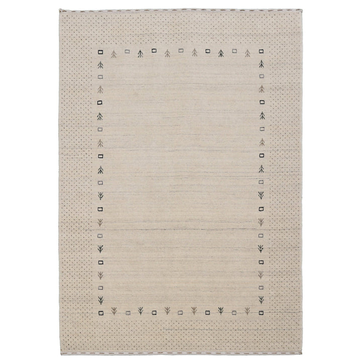 Beige Contemporary Gabbeh Border Design Hand Loomed Wool Rug - The Rug Decor