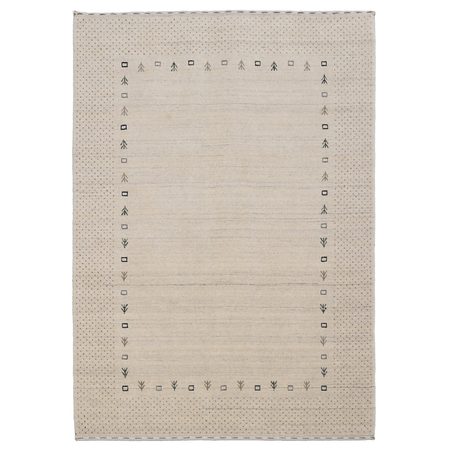 Beige Contemporary Gabbeh Border Design Hand Loomed Wool Rug - The Rug Decor