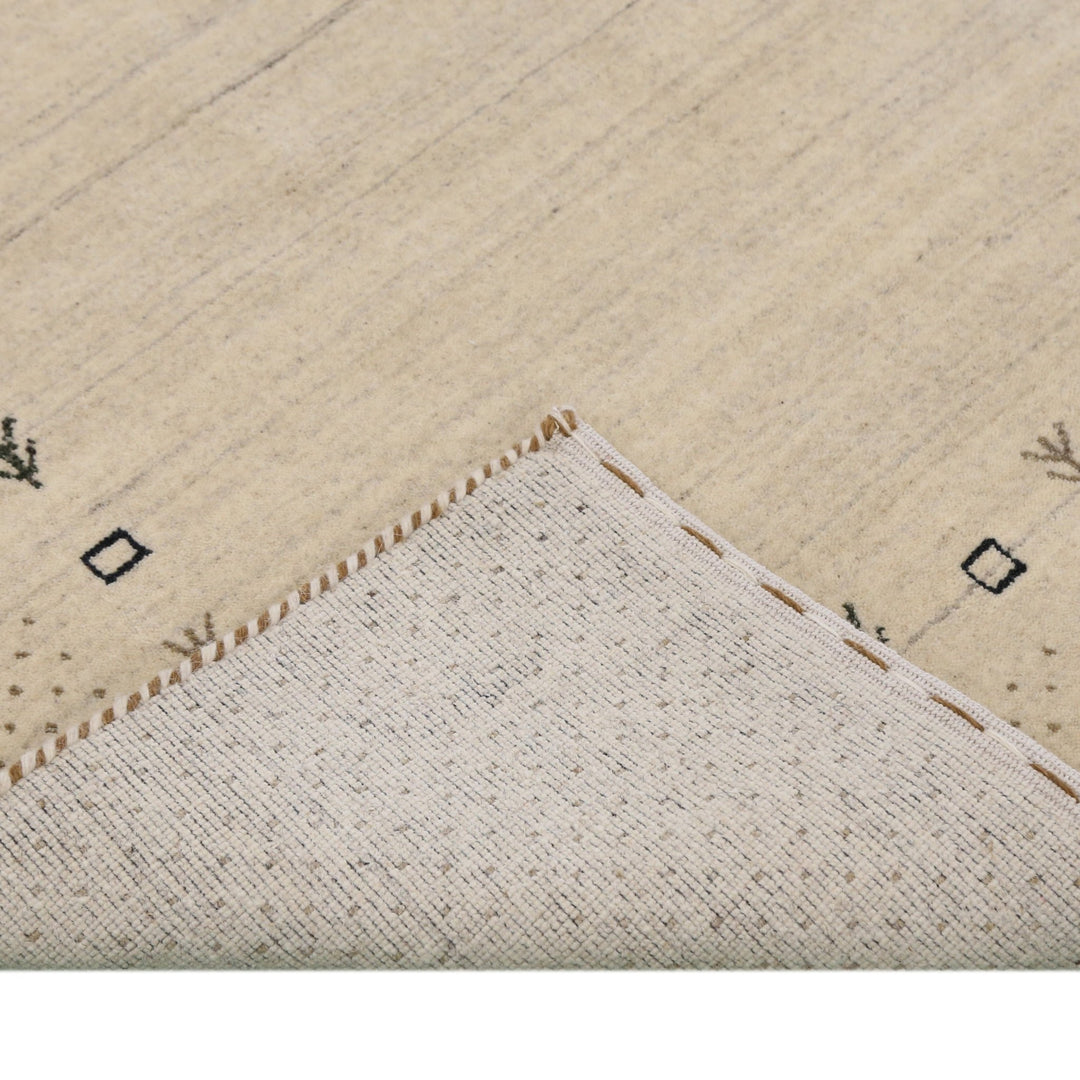 Beige Contemporary Gabbeh Border Design Hand Loomed Wool Rug - The Rug Decor