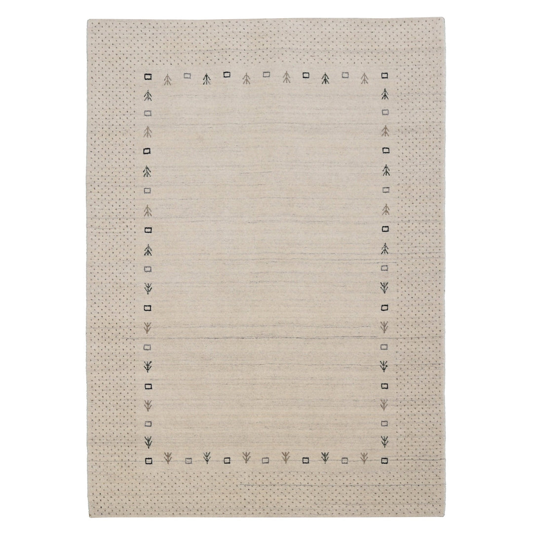 Beige Contemporary Gabbeh Border Design Hand Loomed Wool Rug - The Rug Decor