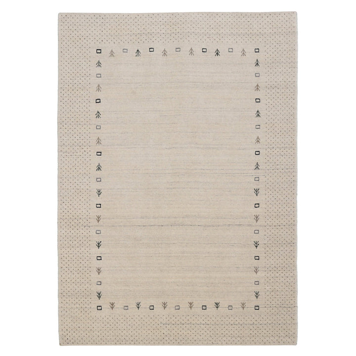 Beige Contemporary Gabbeh Border Design Hand Loomed Wool Rug - The Rug Decor