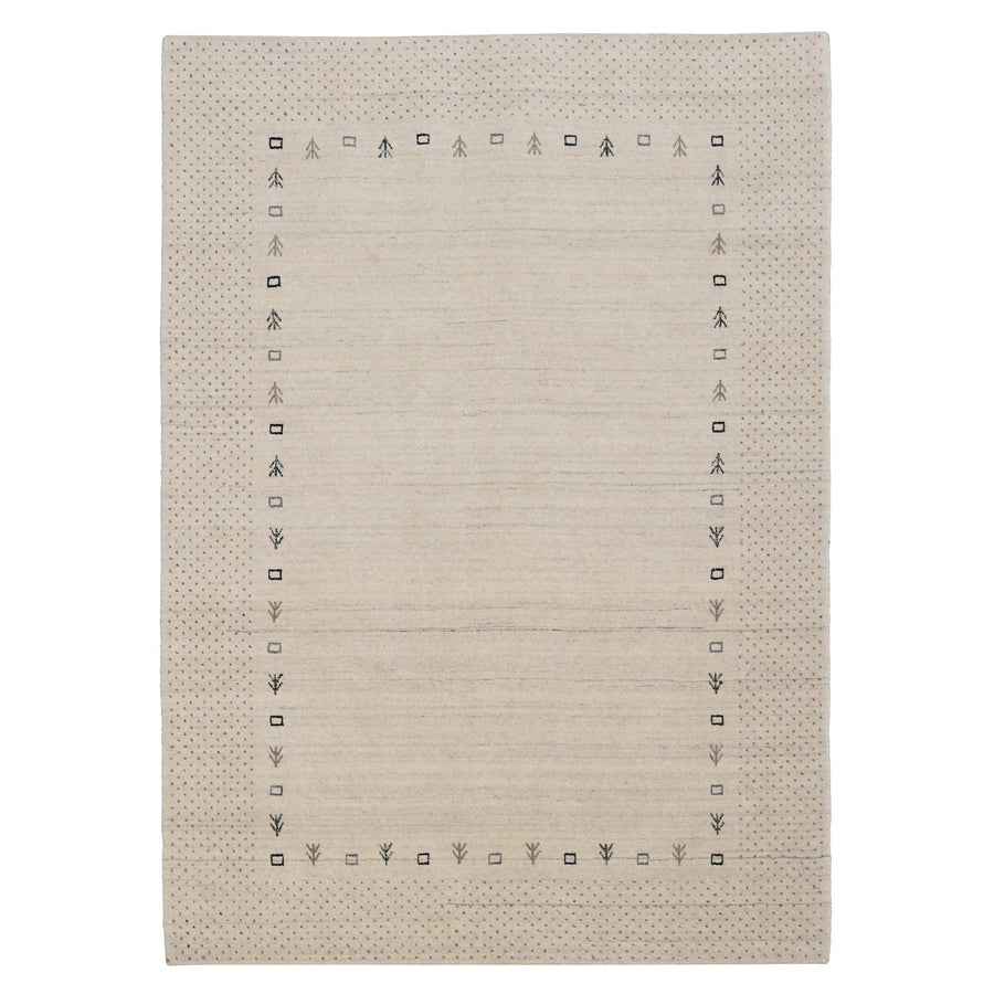Beige Contemporary Gabbeh Border Design Hand Loomed Wool Rug - The Rug Decor