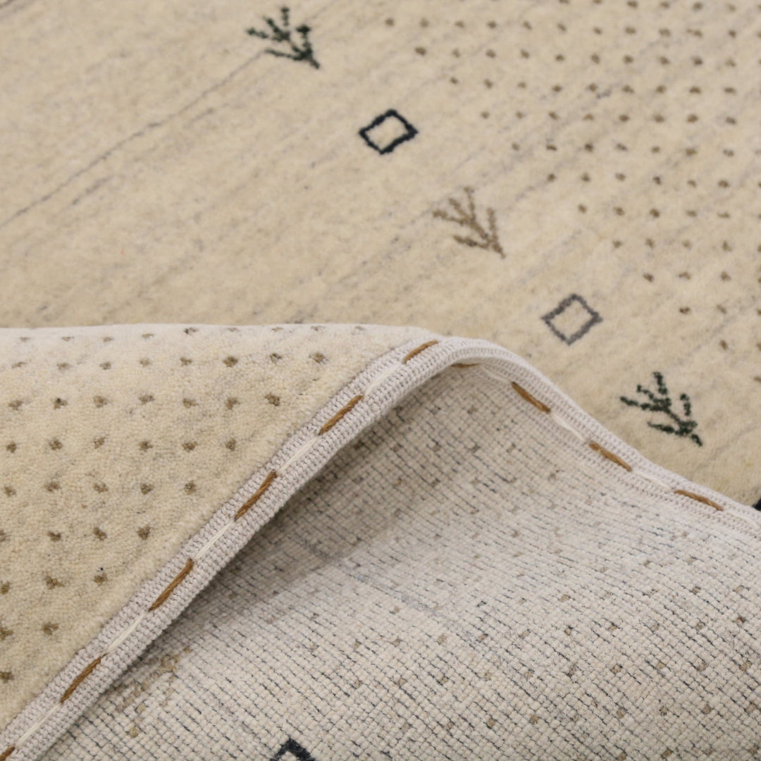 Beige Contemporary Gabbeh Border Design Hand Loomed Wool Rug - The Rug Decor