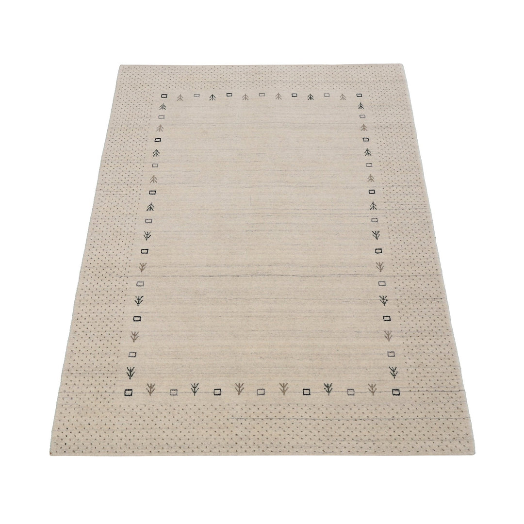 Beige Contemporary Gabbeh Border Design Hand Loomed Wool Rug - The Rug Decor