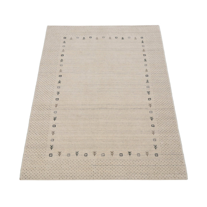 Beige Contemporary Gabbeh Border Design Hand Loomed Wool Rug - The Rug Decor