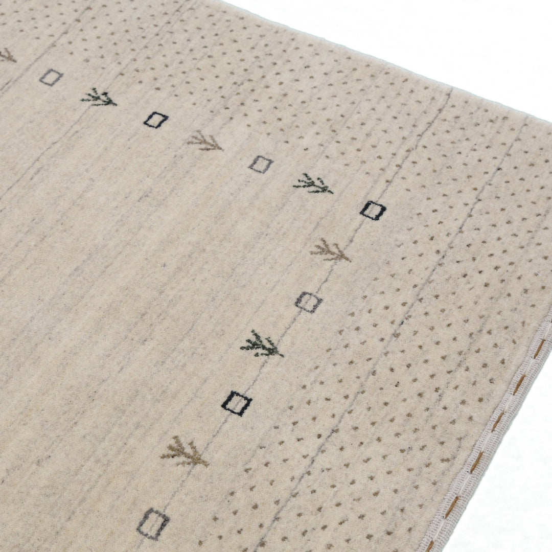 Beige Contemporary Gabbeh Border Design Hand Loomed Wool Rug - The Rug Decor