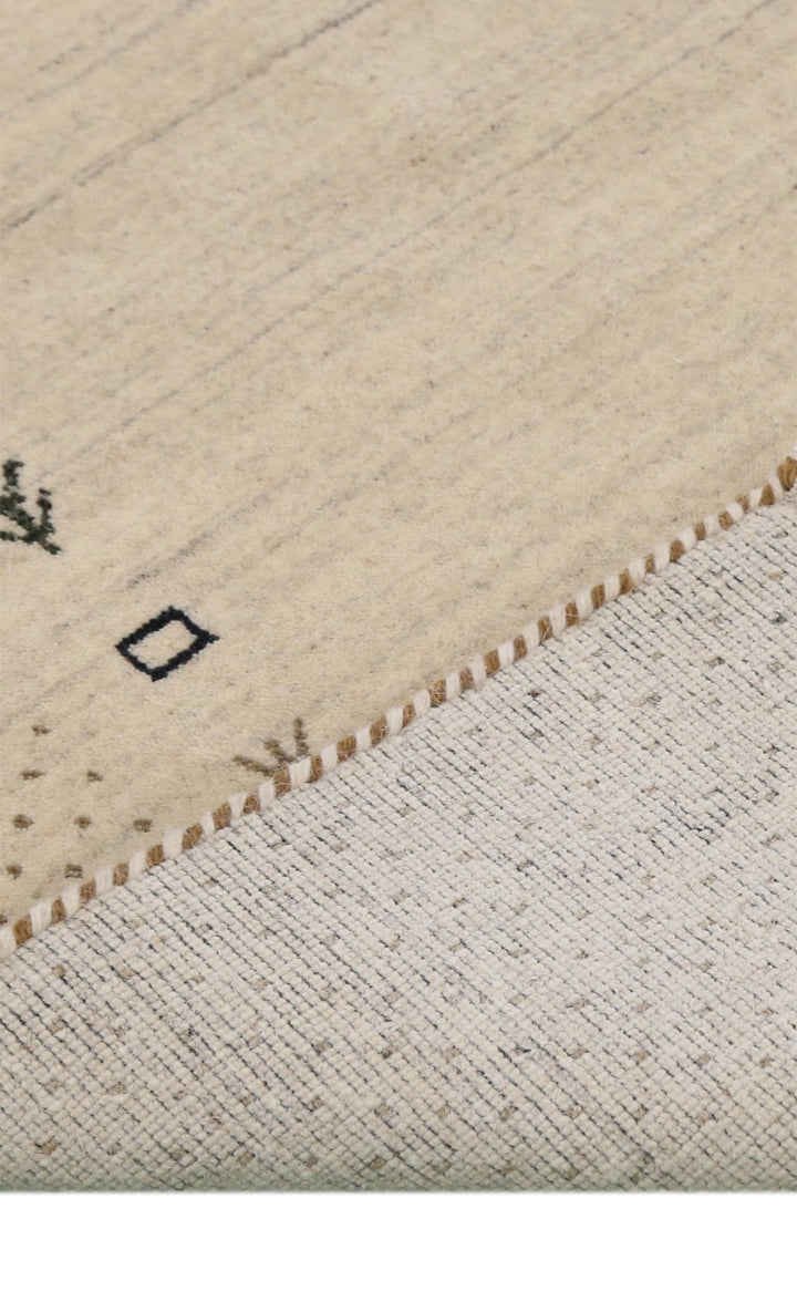 Beige Contemporary Gabbeh Border Design Hand Loomed Wool Rug - The Rug Decor
