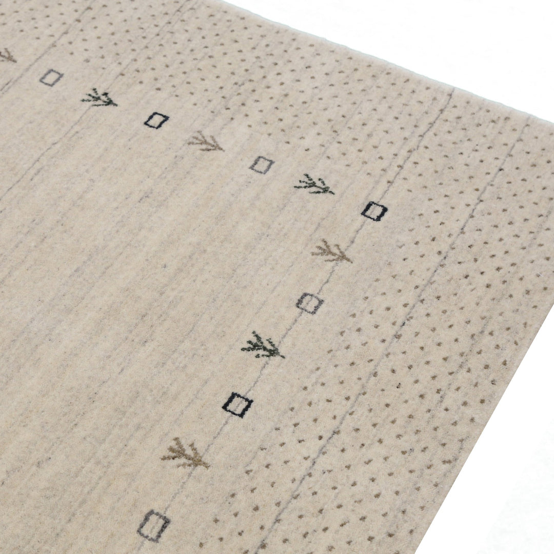 Beige Contemporary Gabbeh Border Design Hand Loomed Wool Rug - The Rug Decor