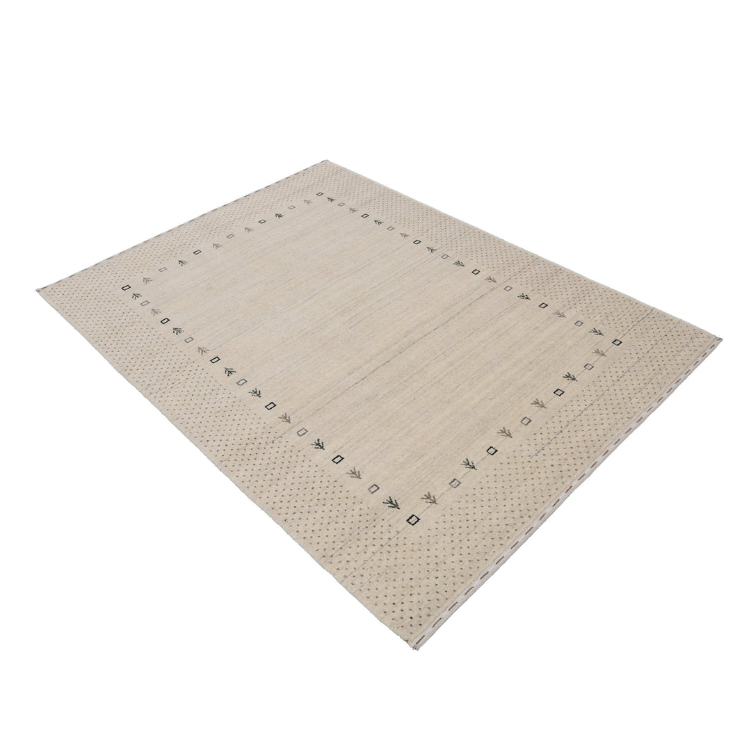 Beige Contemporary Gabbeh Border Design Hand Loomed Wool Rug - The Rug Decor