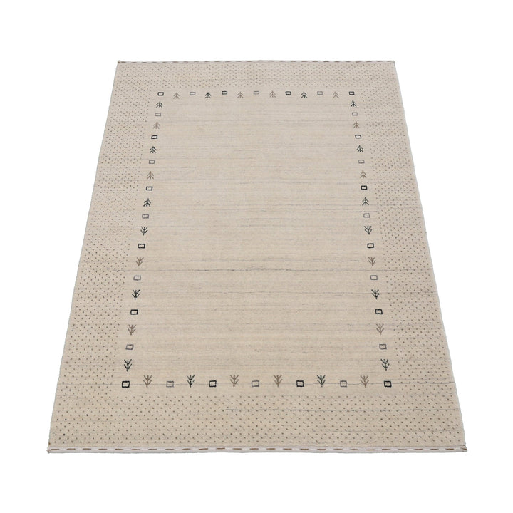 Beige Contemporary Gabbeh Border Design Hand Loomed Wool Rug - The Rug Decor