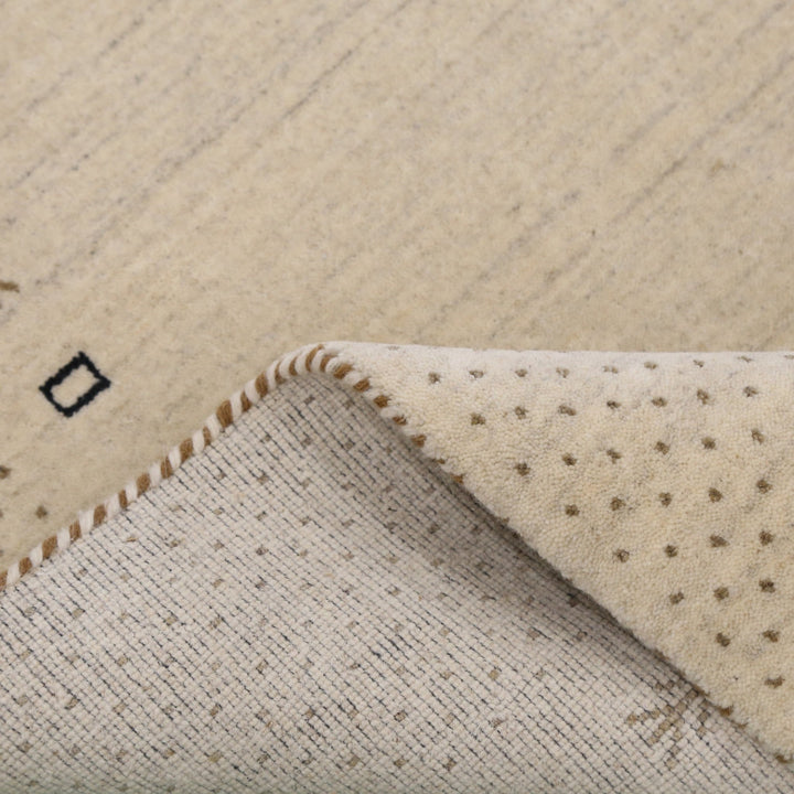 Beige Contemporary Gabbeh Border Design Hand Loomed Wool Rug - The Rug Decor