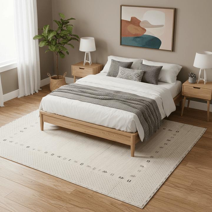 Beige Contemporary Gabbeh Border Design Hand Loomed Wool Rug - The Rug Decor