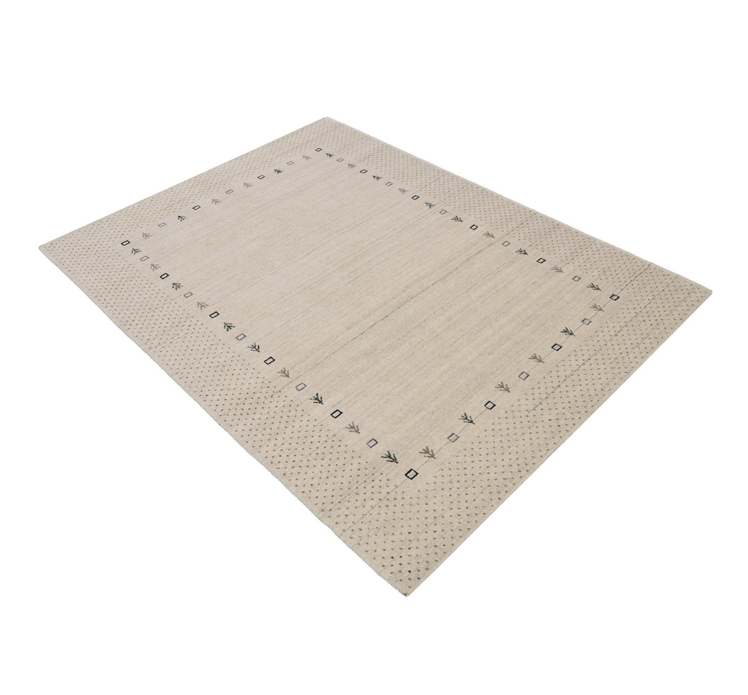 Beige Contemporary Gabbeh Border Design Hand Loomed Wool Rug - The Rug Decor