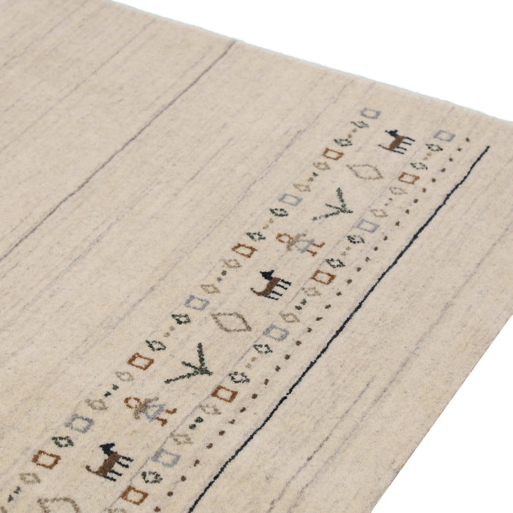 Beige Contemporary Pattern Hand Loomed Wool Area Rug - The Rug Decor