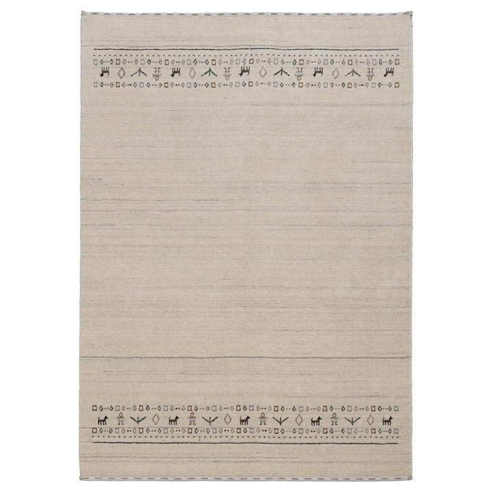Beige Contemporary Pattern Hand Loomed Wool Area Rug - The Rug Decor