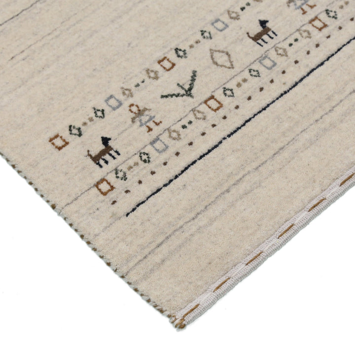 Beige Contemporary Pattern Hand Loomed Wool Area Rug - The Rug Decor
