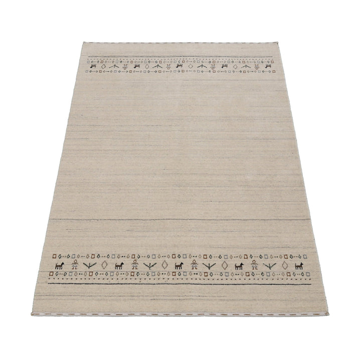 Beige Contemporary Pattern Hand Loomed Wool Area Rug - The Rug Decor