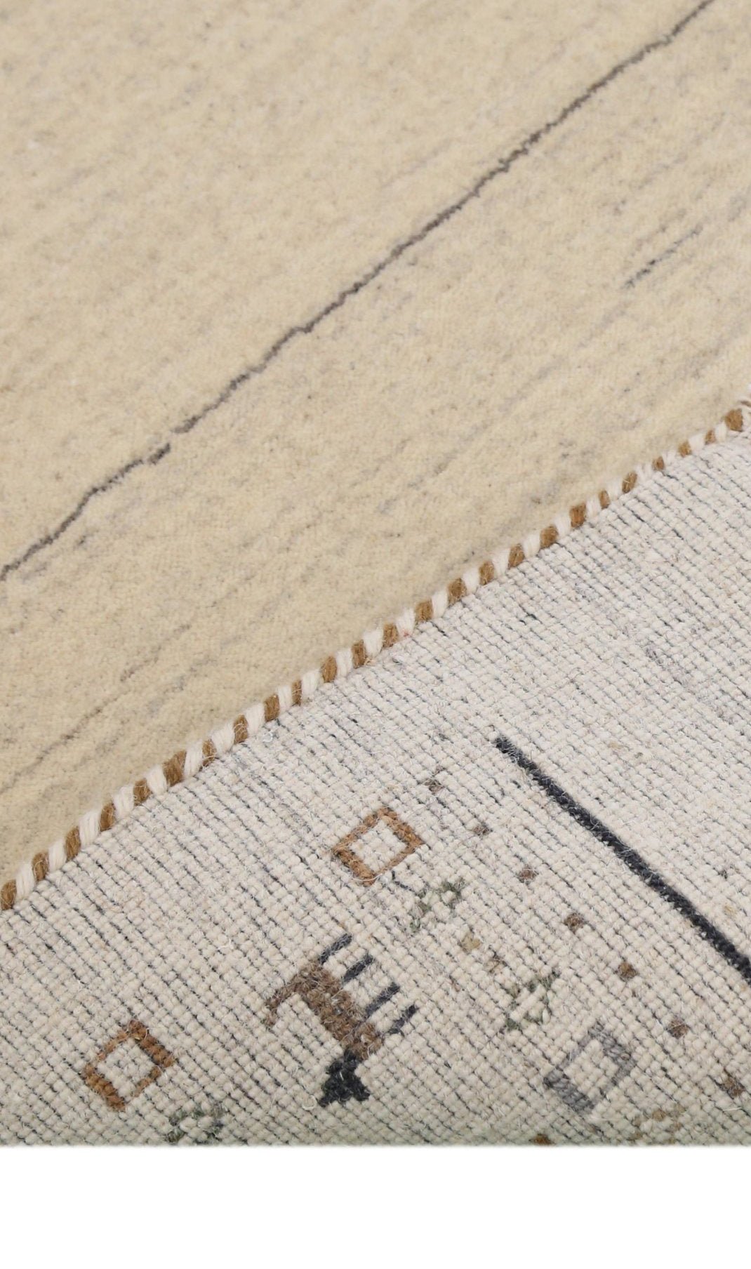 Beige Contemporary Pattern Hand Loomed Wool Area Rug - The Rug Decor