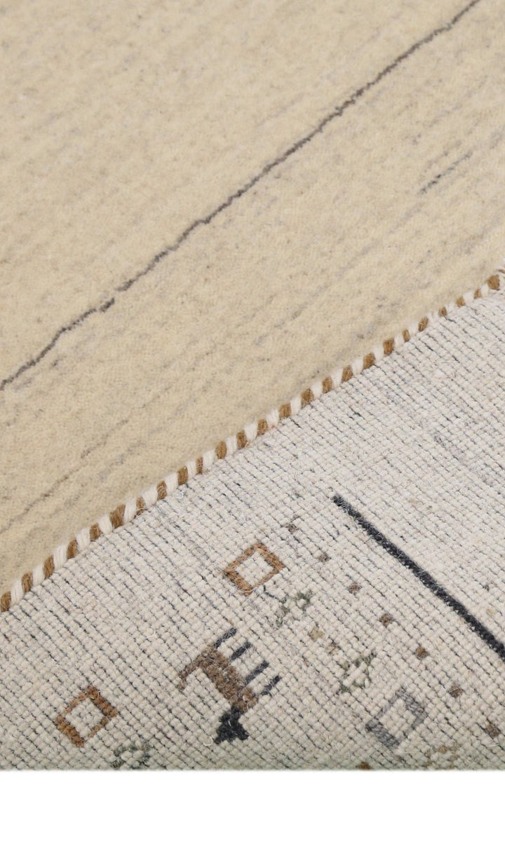 Beige Contemporary Pattern Hand Loomed Wool Area Rug - The Rug Decor