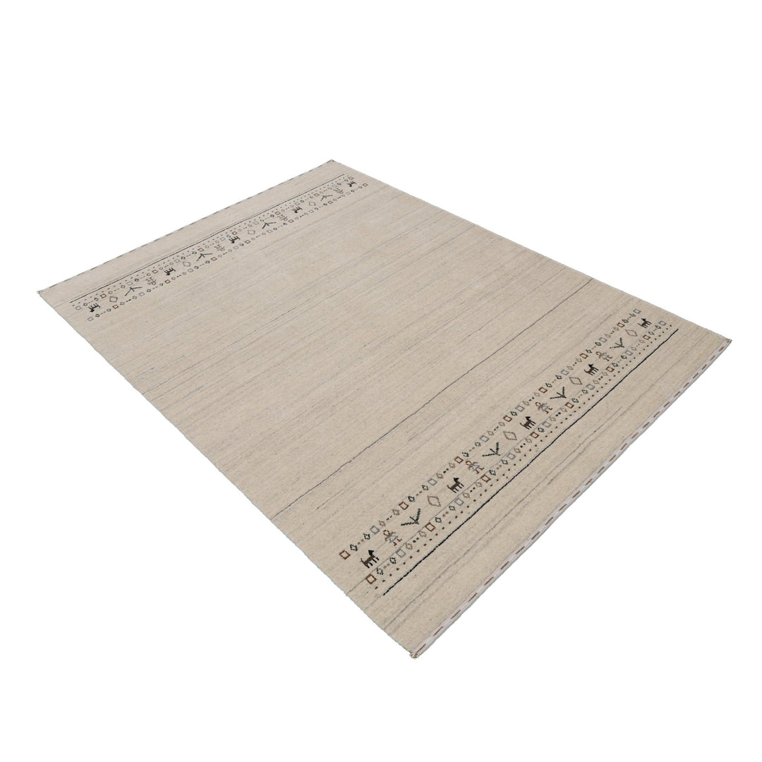 Beige Contemporary Pattern Hand Loomed Wool Area Rug - The Rug Decor
