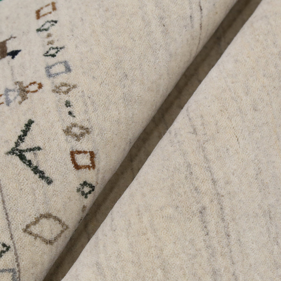 Beige Contemporary Pattern Hand Loomed Wool Area Rug - The Rug Decor