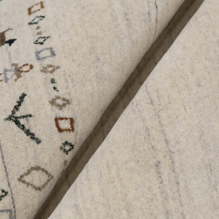 Beige Contemporary Pattern Hand Loomed Wool Area Rug - The Rug Decor
