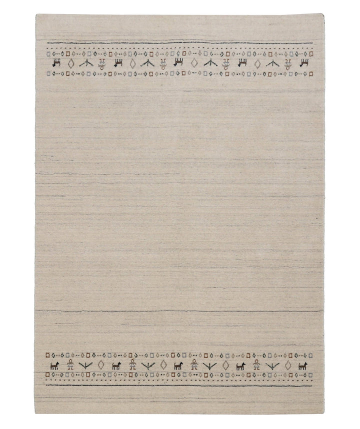 Beige Contemporary Pattern Hand Loomed Wool Area Rug - The Rug Decor