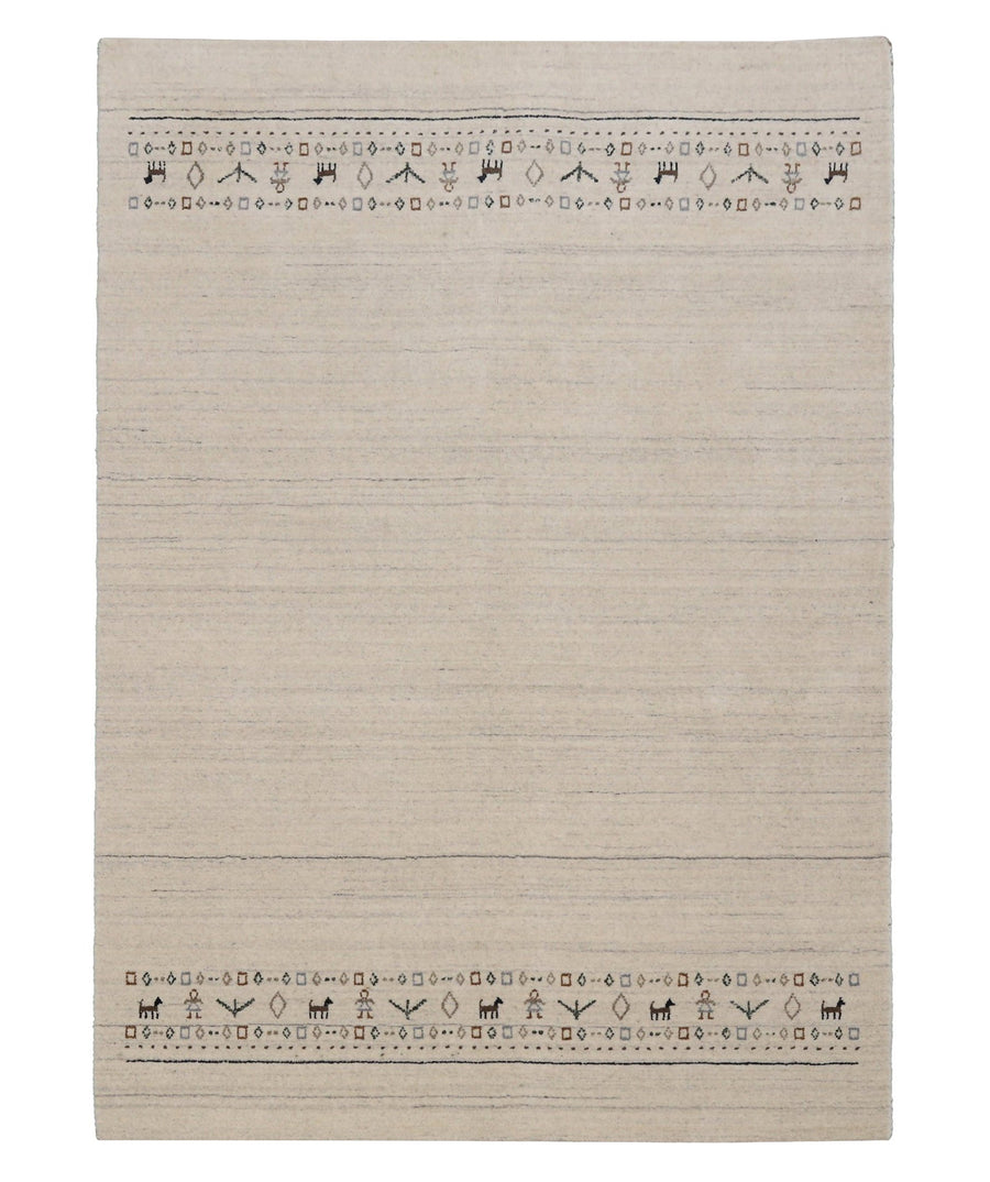 Beige Contemporary Pattern Hand Loomed Wool Area Rug - The Rug Decor