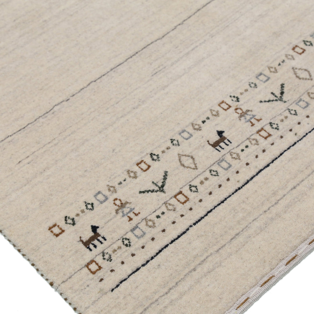 Beige Contemporary Pattern Hand Loomed Wool Area Rug - The Rug Decor