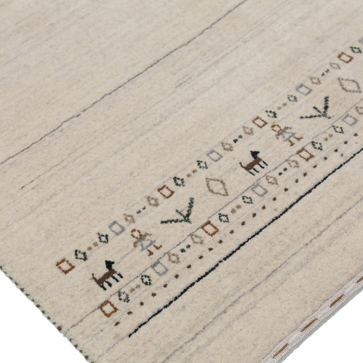 Beige Contemporary Pattern Hand Loomed Wool Area Rug - The Rug Decor