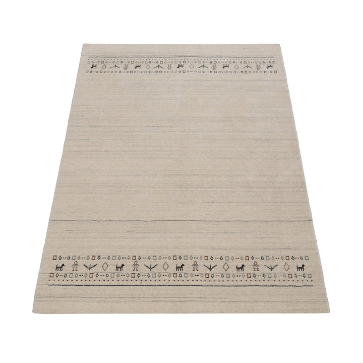 Beige Contemporary Pattern Hand Loomed Wool Area Rug - The Rug Decor