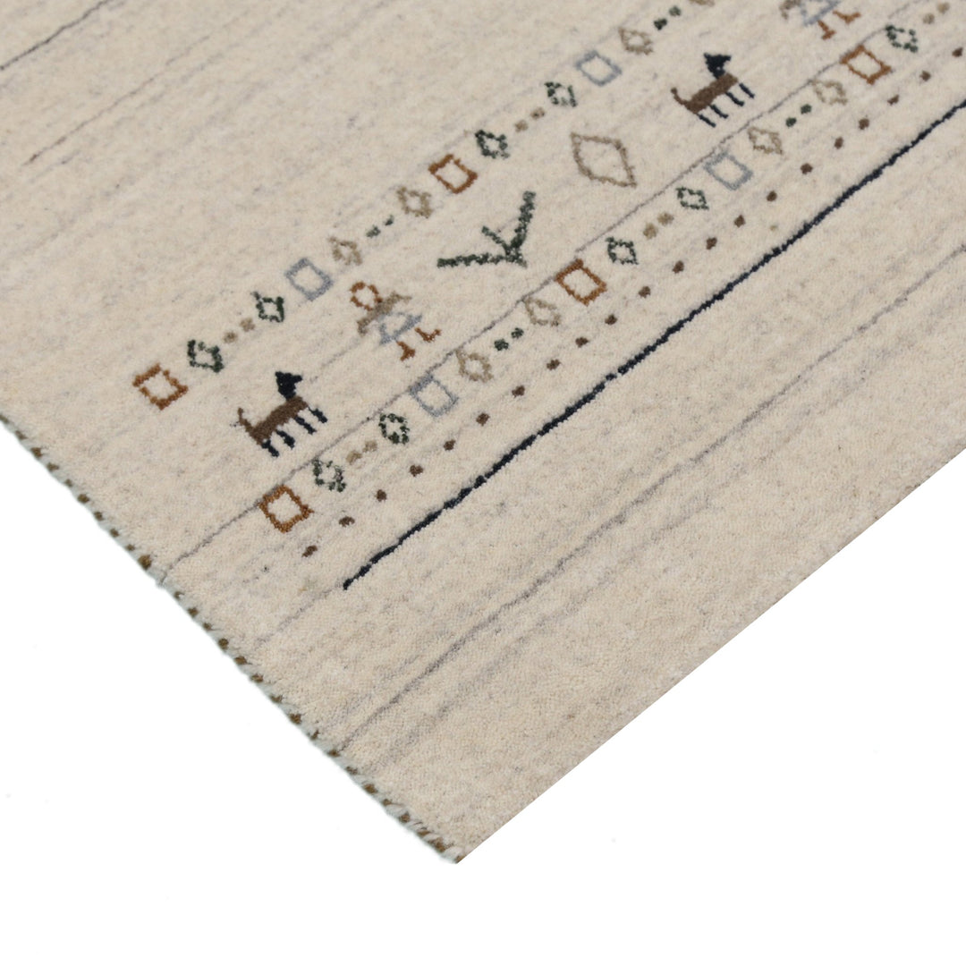 Beige Contemporary Pattern Hand Loomed Wool Area Rug - The Rug Decor