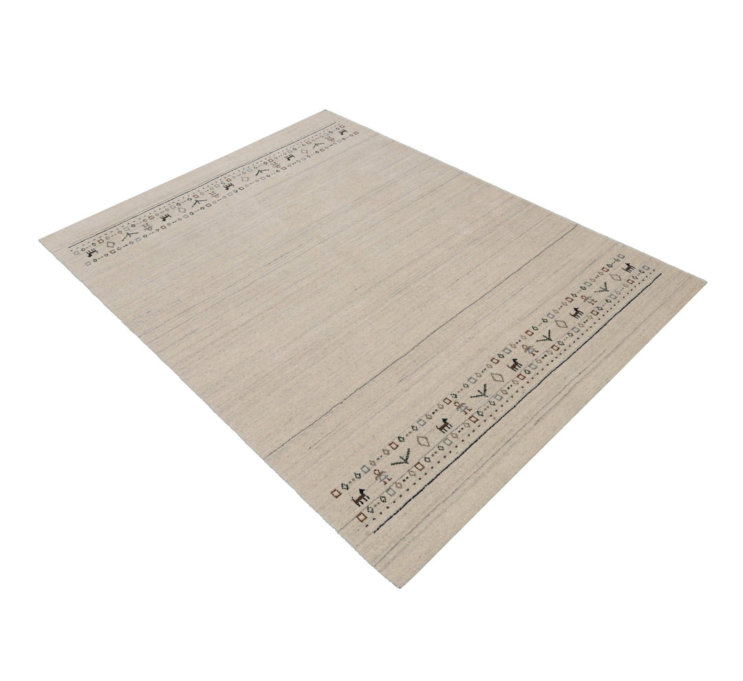 Beige Contemporary Pattern Hand Loomed Wool Area Rug - The Rug Decor