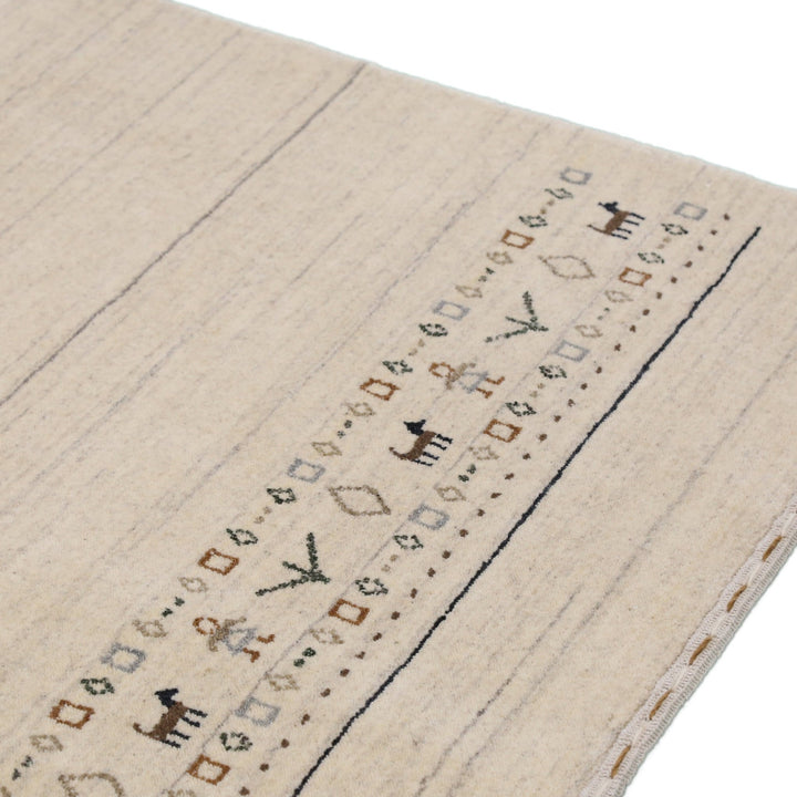 Beige Contemporary Pattern Hand Loomed Wool Area Rug - The Rug Decor